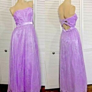 Hailey Logan by Adrianna Papell lilac, strapless, formal gown